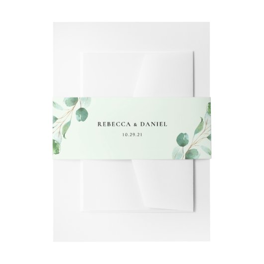 Eucalyptus Greenery Personalized Wedding Uitnodigingen Wikkel (Voorkant Voorbeeld)