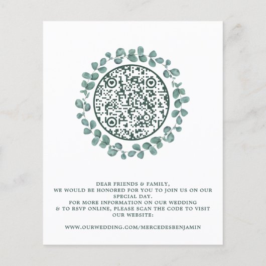 Eucalyptus Greenery Photo QR Code Save the Date In (Achterkant)