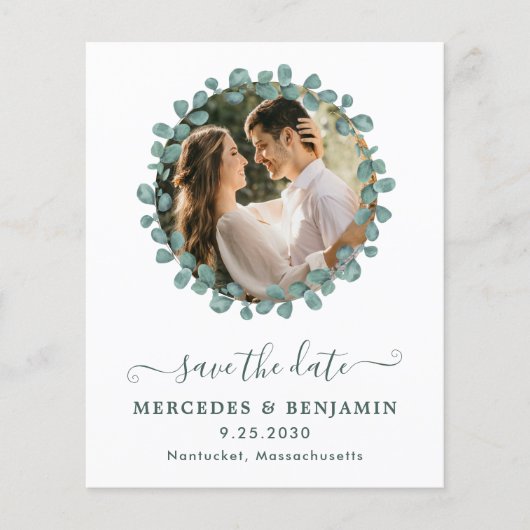 Eucalyptus Greenery Photo QR Code Save the Date In (Voorkant)