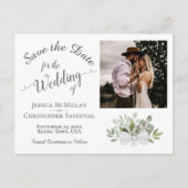 Eucalyptus Greenery & Photo Wedding Save the Date Aankondigingskaart (Voorkant)