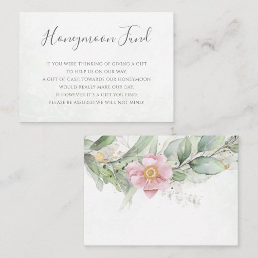 Eucalyptus Greenery Pink Floral Honeymoon Fonds Informatiekaartje (Voorkant / Achterkant)