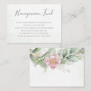 Eucalyptus Greenery Pink Floral Honeymoon Fonds Informatiekaartje