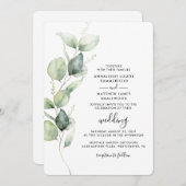 Eucalyptus Greenery QR Code All in One Weddenschap Kaart (Voorkant / Achterkant)