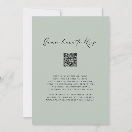 Eucalyptus Greenery QR Code Calligraphy Weddenscha Kaart (Achterkant)