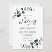 Eucalyptus Greenery QR Code Calligraphy Weddenscha Kaart (Voorkant)