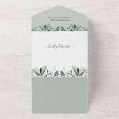 Eucalyptus Greenery QR Code RSVP Sage Weddenschap All In One Uitnodiging (Buitenkant)