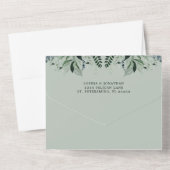 Eucalyptus Greenery QR Code RSVP Sage Weddenschap All In One Uitnodiging (Achterkant)