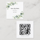 Eucalyptus Greenery QR Code Save the Date Kaart Vierkante Visitekaartje (Voorkant / Achterkant)