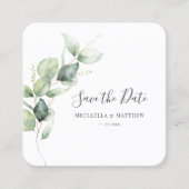 Eucalyptus Greenery QR Code Save the Date Kaart Vierkante Visitekaartje (Voorkant)