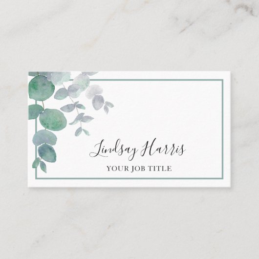 Eucalyptus Greenery QR Code Visitekaartje (Voorkant)