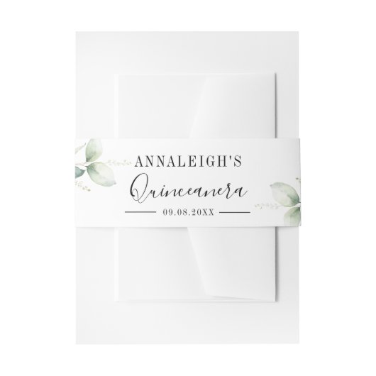 Eucalyptus Greenery Quinceanera 15e verjaardag Uitnodigingen Wikkel (Voorkant Voorbeeld)