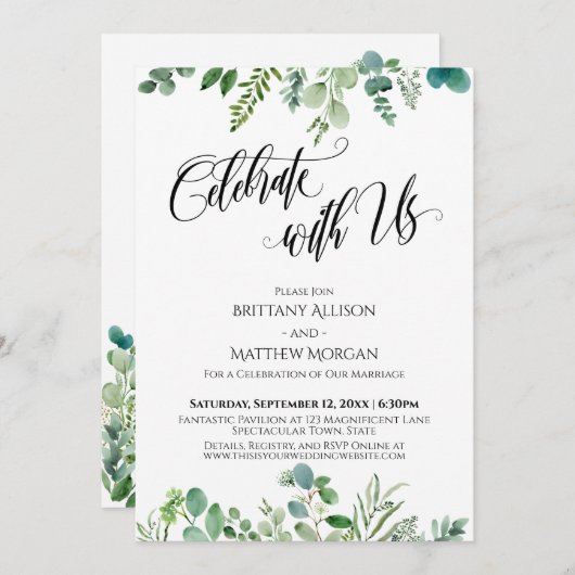 Eucalyptus Greenery Reception Kaart (Voorkant / Achterkant)