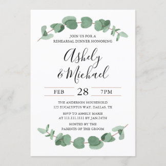 Eucalyptus Greenery Rehearsal Dinner Invitation Kaart