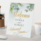 Eucalyptus Greenery Rehearsal Dinner Welcome Sign Reclamebord Met Voetstuk (Insitu)