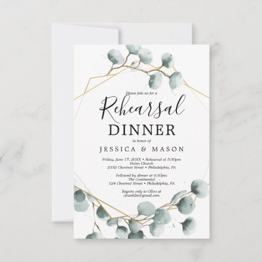 Eucalyptus Greenery Repetitie Diner Nodig Kaart (Voorkant)