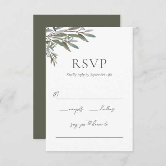 Eucalyptus Greenery Response Kaart met Song Choice (Voorkant / Achterkant)