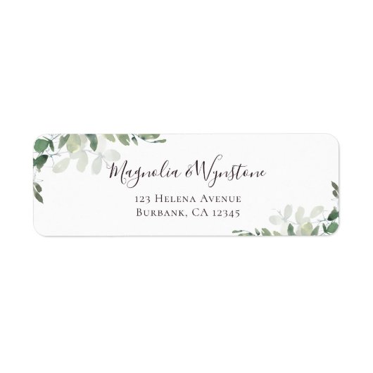 Eucalyptus Greenery Return Address Etiket (Voorkant)