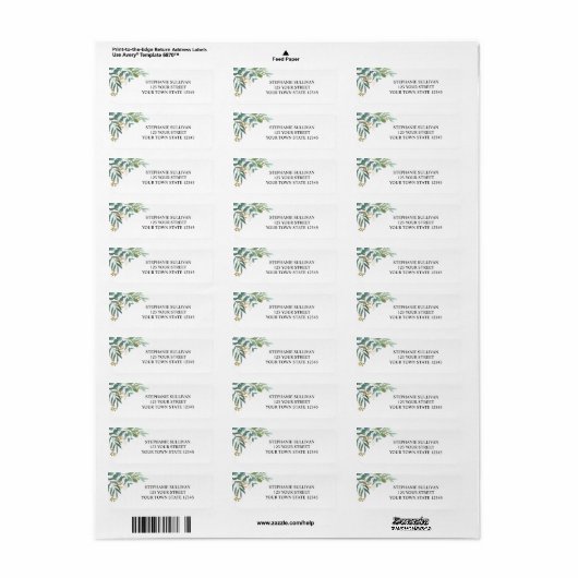 Eucalyptus Greenery Return Address Etiket (Full Sheet)