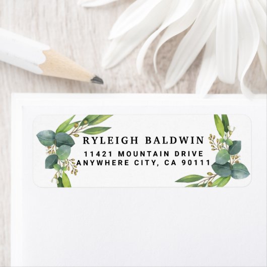 Eucalyptus Greenery Return Address Label (Insitu)
