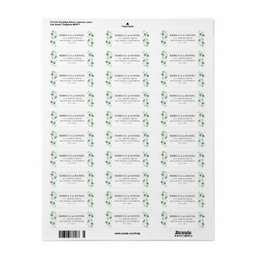 Eucalyptus Greenery Return Address Label (Full Sheet)