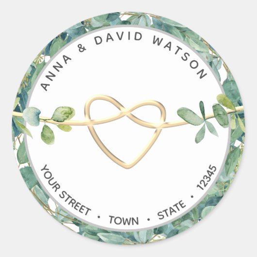 Eucalyptus Greenery Return Address Ronde Sticker (Voorkant)