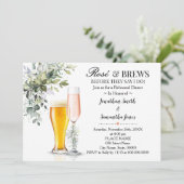 Eucalyptus Greenery Roos & Brews Rehearsal Dinner Kaart (Staand voorkant)