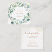 Eucalyptus Greenery Roos Gold Elegant Vierkante Visitekaartje (Voorkant / Achterkant)