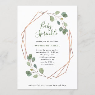 Eucalyptus Greenery Roos Gold Geo Baby Sprinkle Kaart