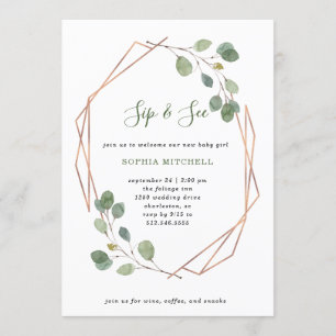Eucalyptus Greenery Roos Gold Geo   Sip and See Kaart