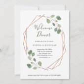 Eucalyptus Greenery | Roos Gold Geo Welkomstdiner Kaart (Voorkant)
