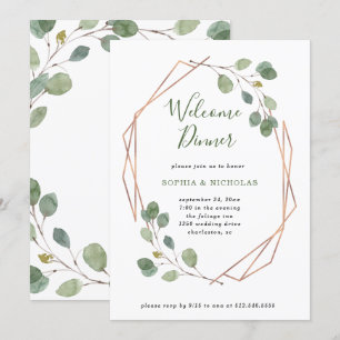 Eucalyptus Greenery   Roos Gold Geo Welkomstdiner Kaart