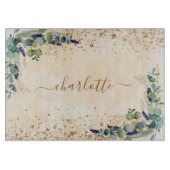 Eucalyptus greenery roos gold glitter name snijplank (Voorkant)