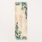 Eucalyptus greenery roos Gold glitter sel naam Yogamat (Voorkant)