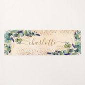 Eucalyptus greenery roos Gold glitter sel naam Yogamat (Voorkant (horizontaal))