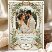Eucalyptus Greenery Roze Bloemen Save the Date Kaart