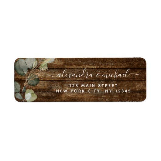 Eucalyptus Greenery Rustic Country Weddenschap Etiket (Voorkant)