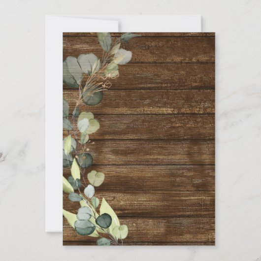 Eucalyptus Greenery Rustic Country Weddenschap Kaart (Achterkant)