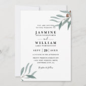 Eucalyptus Greenery Rustic Elegant QR Code Wedding Kaart (Voorkant)
