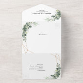 Eucalyptus Greenery Rustic Geometric Wedding All In One Uitnodiging (Buitenkant)