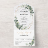 Eucalyptus Greenery Rustic Geometric Wedding All In One Uitnodiging (Binnen)