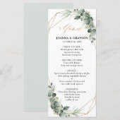 Eucalyptus Greenery Rustic Geometric Wedding Menu (Voorkant / Achterkant)