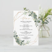 Eucalyptus Greenery Rustic Geometric Wedding Menu (Staand voorkant)