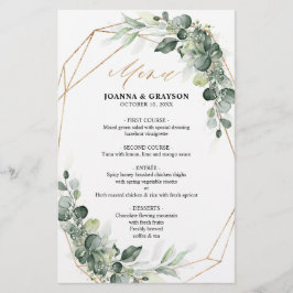 Eucalyptus Greenery Rustic Geometric Wedding Menu