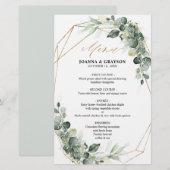 Eucalyptus Greenery Rustic Geometric Wedding Menu (Voorkant / Achterkant)