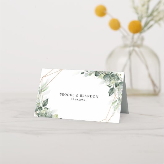 Eucalyptus Greenery Rustic Geometric Wedding Plaatskaartje (Achterkant)