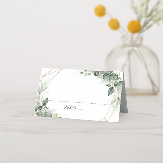 Eucalyptus Greenery Rustic Geometric Wedding Plaatskaartje (Voorkant)