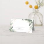 Eucalyptus Greenery Rustic Geometric Wedding Plaatskaartje<br><div class="desc">Elegante en moderne lente / midzomer bruiloft plaats kaart beschikt over een boeket van zacht waterverf groen weelderige groene bladeren / botanische bladeren / eucalyptus en gouden geometrisch lijst. Vind meer bijpassende design en variaties uit mijn "blissweddingpaperie" winkel. En neem gerust contact met mij op voor verdere aanpassingen of overeenkomende...</div>