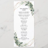 Eucalyptus Greenery Rustic Geometric Wedding Programmakaart (Achterkant)