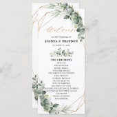 Eucalyptus Greenery Rustic Geometric Wedding Programmakaart (Voorkant / Achterkant)