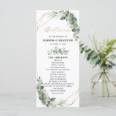 Eucalyptus Greenery Rustic Geometric Wedding Programmakaart (Staand voorkant)